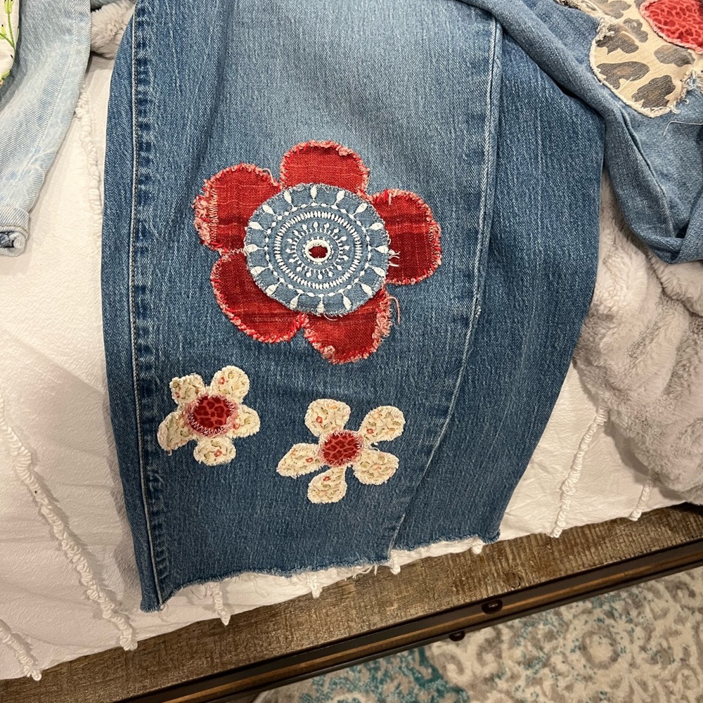 Custom flower patch jeans